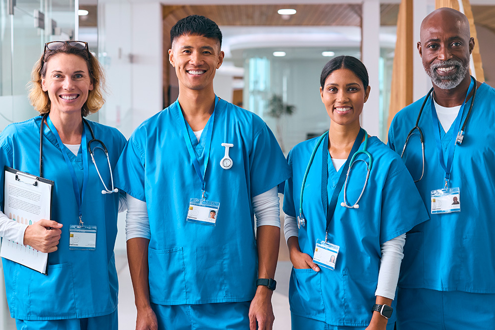 Healthcare professionals collaborating in a hospital
